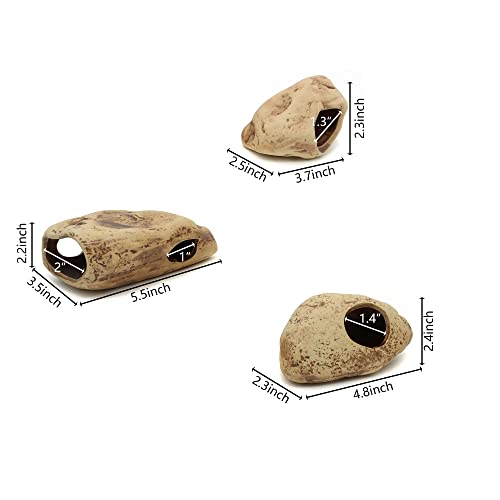 Stackable Aquarium Ceramic Decorations Rock Caves,Betta Fish Tank Decor Accessories,Hideaway for Shrimp Cichlid Hiding Breeding Spawning (Set of 3)
