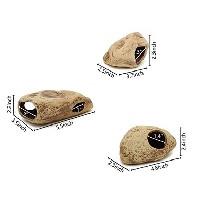 Stackable Aquarium Ceramic Decorations Rock Caves,Betta Fish Tank Decor Accessories,Hideaway for Shrimp Cichlid Hiding Breeding Spawning (Set of 3)