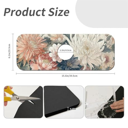 Kitchen Sink Splash Guard，Array of flowers-1 Faucet Mat Sink Gadgets-Super Absorbent Fast Drying Mat Drip Catcher for Kitchen, Bathroom,Sink Mat, Dish Drying Mat, Bathroom(15" X 5.5" ) - color: Array of flowers-1