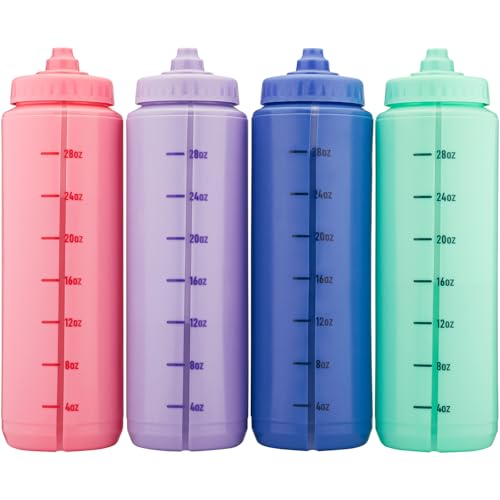 Hydra Cup -4 Pack- 32oz Squeeze Water Bottles for Women, Spin Class Squirt
