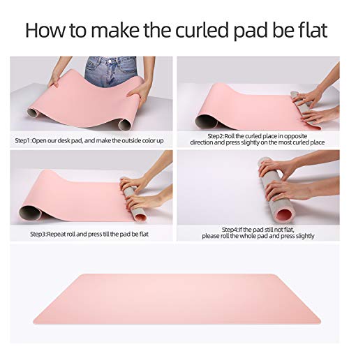 YSAGi Multifunctional Office Desk Pad, Ultra Thin Waterproof PU Leather Desk Mat, Dual Use Desk Writing Mat for Office/Home (35.4" x 17", Pink) - color: Pink, size: 35.4" x 17"