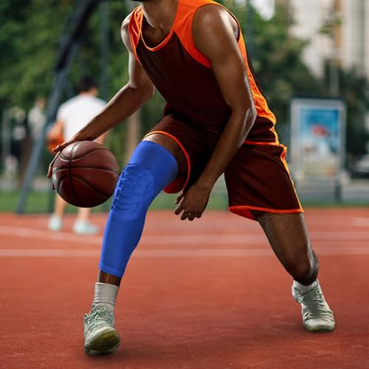 Knee Pads Compression Leg Sleeve Wrestling Volleyball Football Knee Pads, Knee Compression Sleeve for Youth Adult, 1 pair of Knee Sleeves ((#1) Blue-2pcs,Large) - color: (#1) Blue-2pcs, size: Large