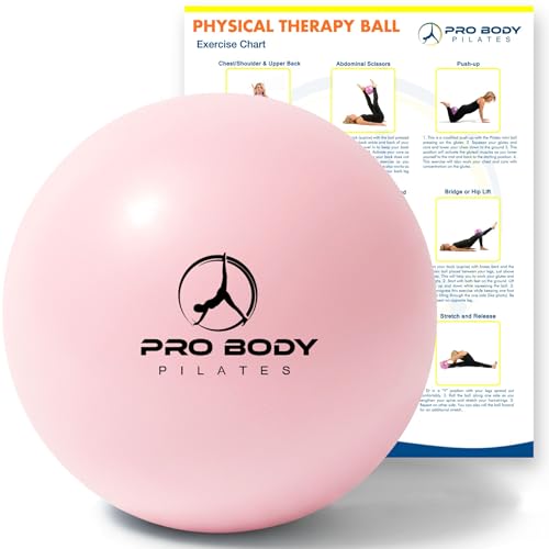 ProBody Pilates Ball Small - 9 Inch Physical Therapy Ball | PT-Grade Anti-Burst PVC, Between-Knees Stability, Postpartum & Rehab, Small Exercise Ball, Inflator - color: Rose