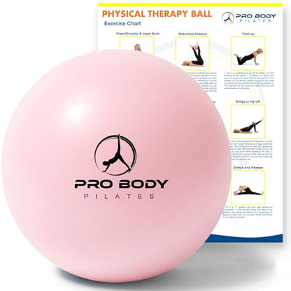 ProBody Pilates Ball Small - 9 Inch Physical Therapy Ball | PT-Grade Anti-Burst PVC, Between-Knees Stability, Postpartum & Rehab, Small Exercise Ball, Inflator - color: Rose