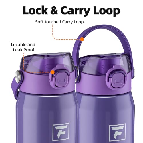 Fanhaw 24 oz Insulated Stainless Steel Water Bottle with 2-in-1 Straw& Chug Lid, Leakproof Wide Mouth Vacuum Bottle for School, Sports, Kids, Teens& Adults, Back to School Essentials (Lilac) - color: Lilac