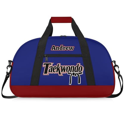 Custom Name Taekwondo Karate Duffle Bag for kids Boy Girls - Personalized Martial Arts Gear Bag, Water-Resistant Sparring Equipment Bag, Taekwondo Navy Red - color: Taekwondo Navy Red