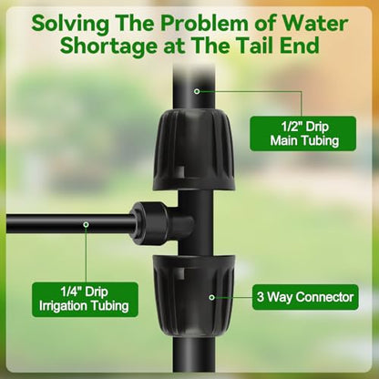 Kalolary 8PCS 1/2'' to 1/4'' Drip Irrigation Fittings Barbed Tee Quick Connector, Push-to-Fit Drip Irrigation Parts Anti-Leak Locked Splitter Fitting for Irrigation Tubing with 3-Way Connector