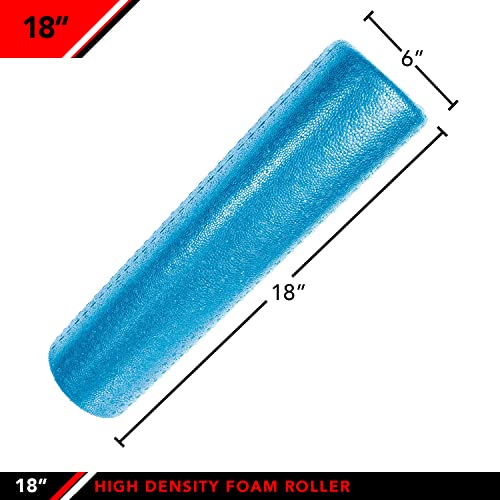 JFIT High Density Foam Roller – EPP Deep Tissue Massage Roller for Muscle Recovery, Myofascial Release & Stretching - color: Solid Blue, size: 18-Inch