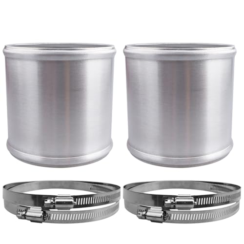 AC PERFORMANCE 4" (102mm) OD Aluminum Alloy Hose Joiner Silicone Pipe Connector Bead, 4" Length with 304 SS Clamps, Pack of 2 - size: 4" (102mm) - 2PCS