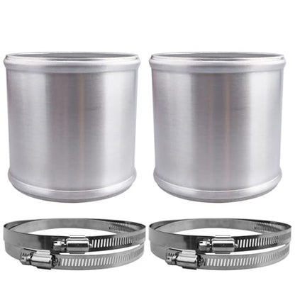 AC PERFORMANCE 4" (102mm) OD Aluminum Alloy Hose Joiner Silicone Pipe Connector Bead, 4" Length with 304 SS Clamps, Pack of 2 - size: 4" (102mm) - 2PCS