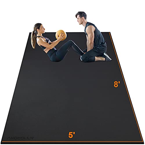 Large Exercise Mat 8'x5'|12'x6'|10'x6'|6'x4'|6'x2' Workout Mat for Home Gym Mats Exercise Heavy Duty Gym Flooring Fitness Mat Large Yoga Mat Cardio Mat for Weightlifting, Jump Rope, MMA, Shoe-Friendly - color: Dark8'x5'