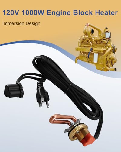 Engine Block Heater Fits for Chevrolet GMC 2001-2008 V8 6.6L, Diesel (Duramax), 2007-2015 V8 6.6L, Diesel (Duramax), 120V 1000 Watts 40mm Diameter, Threaded Engine Block Immersion Heater