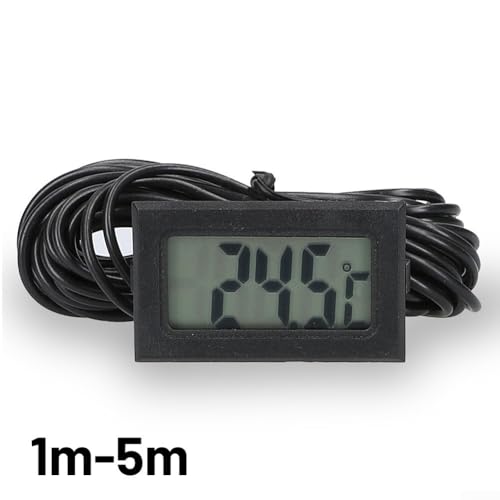 Digital for MINI Thermometer With LCD Display Waterproof Humidity Meter Sensor -50 To 110°C For Aquariums Terrariums And Liquid Measurement Includes for battery And Black Cable(2 meters)