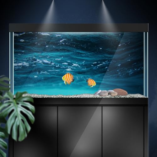 Aquarium Background Stickers - Underwater Wave Light Blue - Fish Tank Reptile Terrarium Decor Poster (45 x 30 cm / (17.7 x 11.8 inches)) - size: 45 x 30 cm / (17.7 x 11.8 inches)
