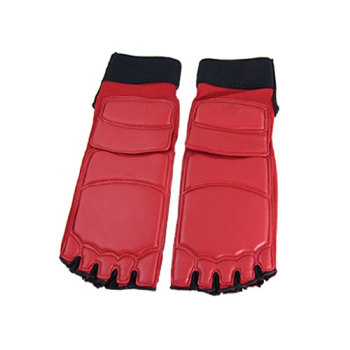 Ruilogod 2 Pcs Red Black Elastic Taekwondo Foot Protectors Guards