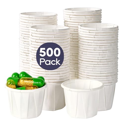 LITOPAK 500 Pack 0.75 oz Disposable Paper Souffle Medicine Cups, 3/4 oz Sample Cups for Tasting Pills, Food Dessert Services, and Condiments - style: White-0.75oz-500