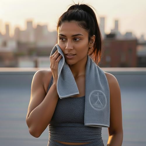 Hot Yoga Sweat & Hand Towel - Soft & Absorbent, Quick Drying Microfiber Non Slip for XL Yoga Mat or Gym - Travel Towel 2-Pack - color: Nube Gris