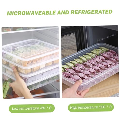 Snack Container Food Storage Container 3Pcs Dumpling Container Box Food Grade Plastic Snack Container Stackable Cookie Container with Lid Transparent Microwave Fridge Safe Storage Containers, Clear