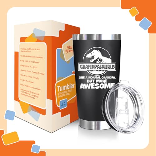 NewEleven Fathers Day Gift For Grandpa From Granddaughter, Grandson - Gift Ideas For Grandfather, New Grampa, Promoted To Grandfather, Grandchildren, Grandkid - 20 Oz Tumbler