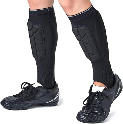 Soccer Shin Guards, Soccer Protective Gear with Calf and Ankle Pads, Shin Guard Pads for Youth and Adult - color: Black, size: X-Large
