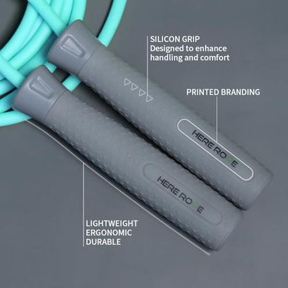 HEREROPE Jump Ropes for Fitness, Adjustable Jump Rope for Women Men, Weighted Speed Rope with 7mm PVC Skipping Rope, No-Slip Grip, Ball Bearing, Great for Speed, Cardio & Tricks, Strength Boxing
