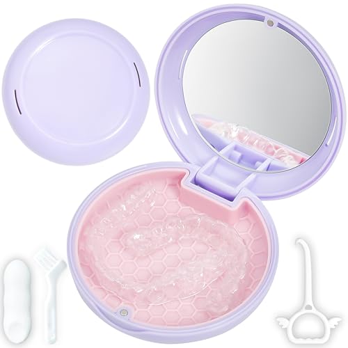 Orthodontic Retainer Case Aligner Mouth Guard Storage Box,Purple Pink - color: Purple Pink