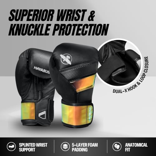 Hayabusa T3 Boxing Gloves - Sparring - color: Black/Iridescent, size: 18oz