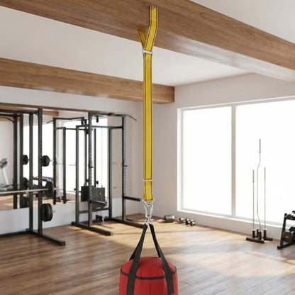 Heavy Duty Boxing Bag Hanger Strap Mount - Yellow, Supports Up to 1000lbs, Adjustable Length 40-80in, Reduces Noise, Ideal for Boxing, Muay Thai, MMA, Adults & Youth