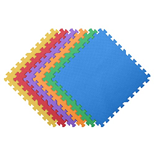 Flooring Inc's Puzzle Exercise Mats, EVA Foam Interlocking Floor Mats for Protective, Cushioned Workout Flooring for Home and Gym Equipment, Multiple Sizes & Colors - color: Rainbow, size: 1/2" Thick