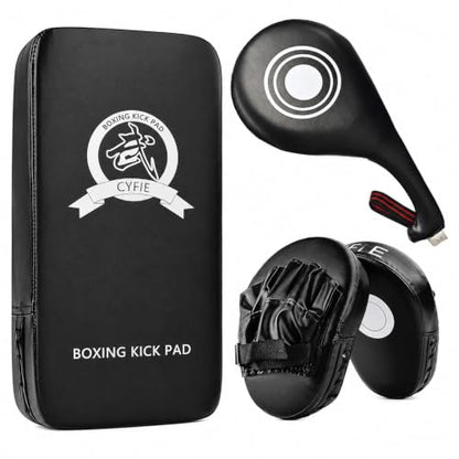 3-in-1 Boxing Training Set, Punching Mitts, Kick Pad and Target Paddle - style: 3 in 1 Boxing Training Equipment（Black）