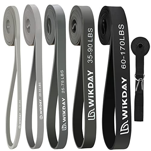 WIKDAY Resistance Bands for Working Out with Door Anchor | Pull Up Assistance, Exercise Elastic Bands, Thick Heavy Resistance, Body Stretching Muscle Training, Home Gym - color: Gray