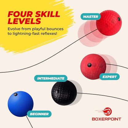 Boxing Reflex Ball for Adults - React Reflex Balls on String with Headband, Carry Bag and Hand Wraps - Improve Hand Eye Coordination, Punching Speed, Fight Reaction