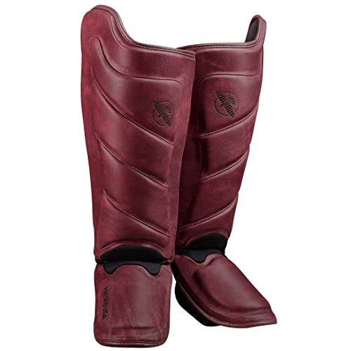 Hayabusa T3 LX Leather Striking Shinguards - color: Crimson, size: X-Large