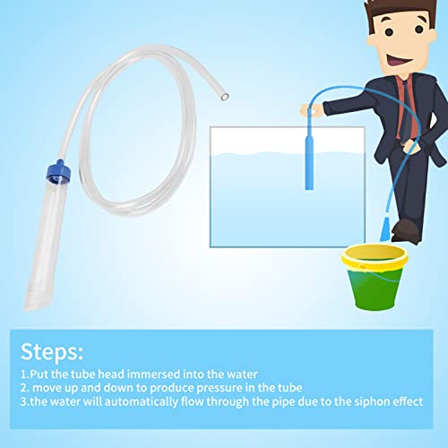 Aquarium Manual Water Changer, Gravel Cleaner Siphon Tube PVC Vacuum Pump Fish Tank Water Transfer Tool Small Size Fit for About 30L Aquarium
