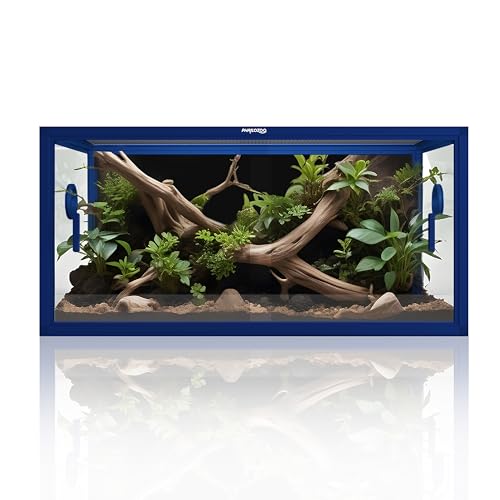 50 Gallon Reptile Enclosure, Colorful Aluminum Frames Reptile Tank Assemble Within 6 Steps, Rust Proof Mesh Top for Air Circulation & Light Penetration, Dual Grommets for Multiple Wire Use - color: Dart Blue, size: 50 Gallon
