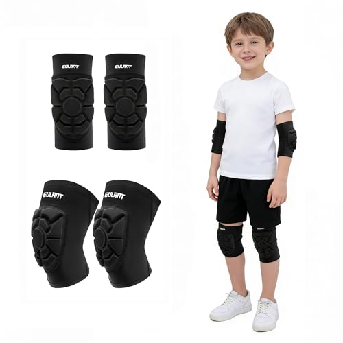 Soft Elbow and Knee Pads for Kids,Thicken Protect Elbow Knee Pad,L | Breathable & Lightweight Compression Elbow and Knee Pad Guards,Sports Gear for Baseball Football Volleyball Wrestling Cycling - size: Kids Suit L(Elbow L+Knee L)