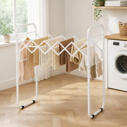 STORAGE MANIAC Clothes Drying Rack Foldable for Indoor Outdoor Use, White