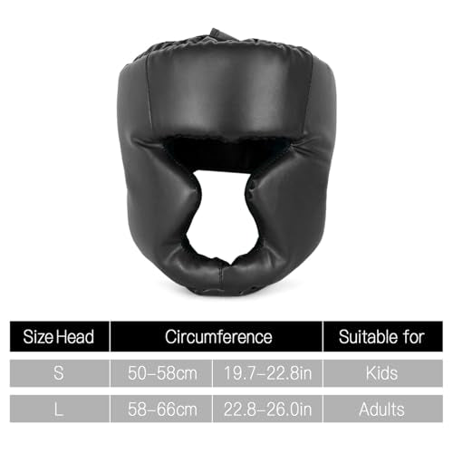 Kickboxing Headgear, PU Leather MMA Sparring Helmet, with Thick Foam Padding, Full Coverage for Boxing, MMA, Martial Arts, Comfortable Adjustable Closure Lock, Holes for Good