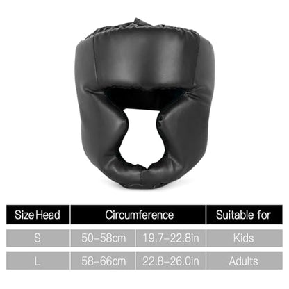 Kickboxing Headgear, PU Leather MMA Sparring Helmet, with Thick Foam Padding, Full Coverage for Boxing, MMA, Martial Arts, Comfortable Adjustable Closure Lock, Holes for Good