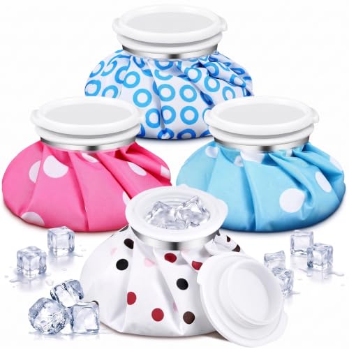Honoson 4 Pack Reusable Ice Bags Hot Cold Bag Leakproof,Stylish Style | Reusable Ice Pack, Ice Bags Hot Water Bag,Screw Cap No-Leak Elastic Breathable for Sports & Home Use,Wide Opening Easy Fill - style: Stylish
