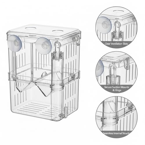 Aquarium Breeding Box for Fry Isolation and Egg Separation, Clear Acrylic and PP Plastic (1 PC)