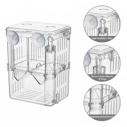 Aquarium Breeding Box for Fry Isolation and Egg Separation, Clear Acrylic and PP Plastic (1 PC)