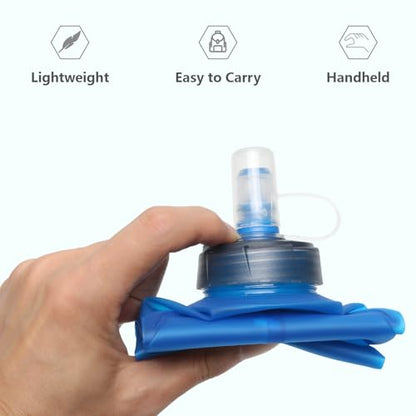 JEELAD Soft Folding Water Bottles, TPU Running Hydration Flask Ideal for Hiking Cycling Climbing - color: 01 White TPU-500ml - 2 Pcs