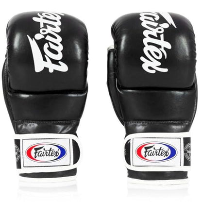 Fairtex FGV18 MMA Boxing Gloves, Leather Muay Thai Martial Arts Training - color: Black, size: Small