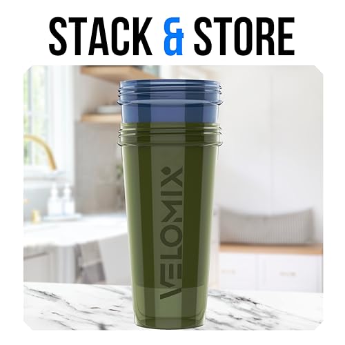 VELOMIX 2 Pack 28oz Protein Shaker Bottle for Protein Mixes, Blue/Green - color: A2) Blue / Green