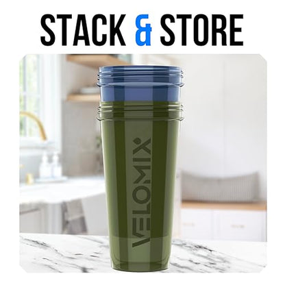 VELOMIX 2 Pack 28oz Protein Shaker Bottle for Protein Mixes, Blue/Green - color: A2) Blue / Green