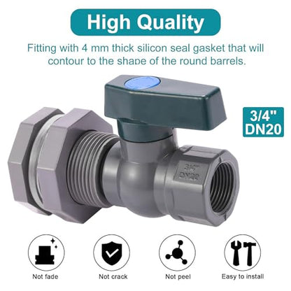 3/4 Inch Rain Barrel Spigot Kit - BILAL Water Barrel PVC Garden Diverter Kit with Bulkhead Fitting Hose Faucet Adapter and Thread Seal Tape for Water Tanks, Aquariums, Tubs, Pool, Garden Barrel - size: 1-Set