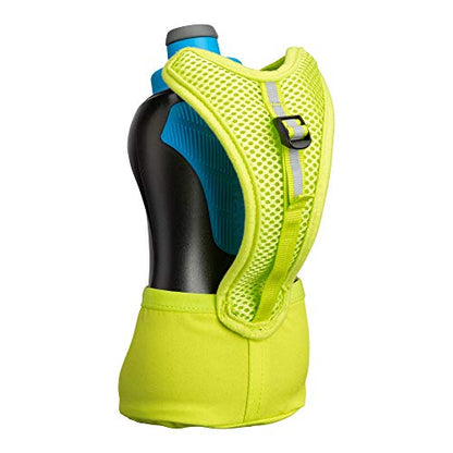 Nathan Running Handheld Water Bottle Adjustable No-Grip Quick Squeeze Lite Hand Strap. Reflective Hydration - color: Finish Lime / Blue Me Away, style: 18oz