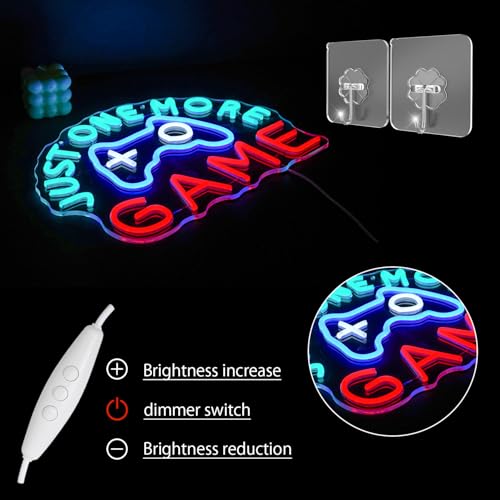 Just One More Game Neon Sign for Gaming Room, USB Powered Gamer Neon Light, Colorful Game LED Light Up Sign for Bedroom, Party, Man Cave,Club, Bar - style: Game