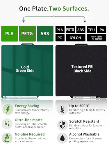 Upgrade 270x293mm Cool Build Plate Platform for Creality K2 Combo Cold Plate,Flexible Plate Spring Steel Sheet Plate for Creality K2 3D Printers Platform - size: 270x293mm, style: Green Cold+Black PEI
